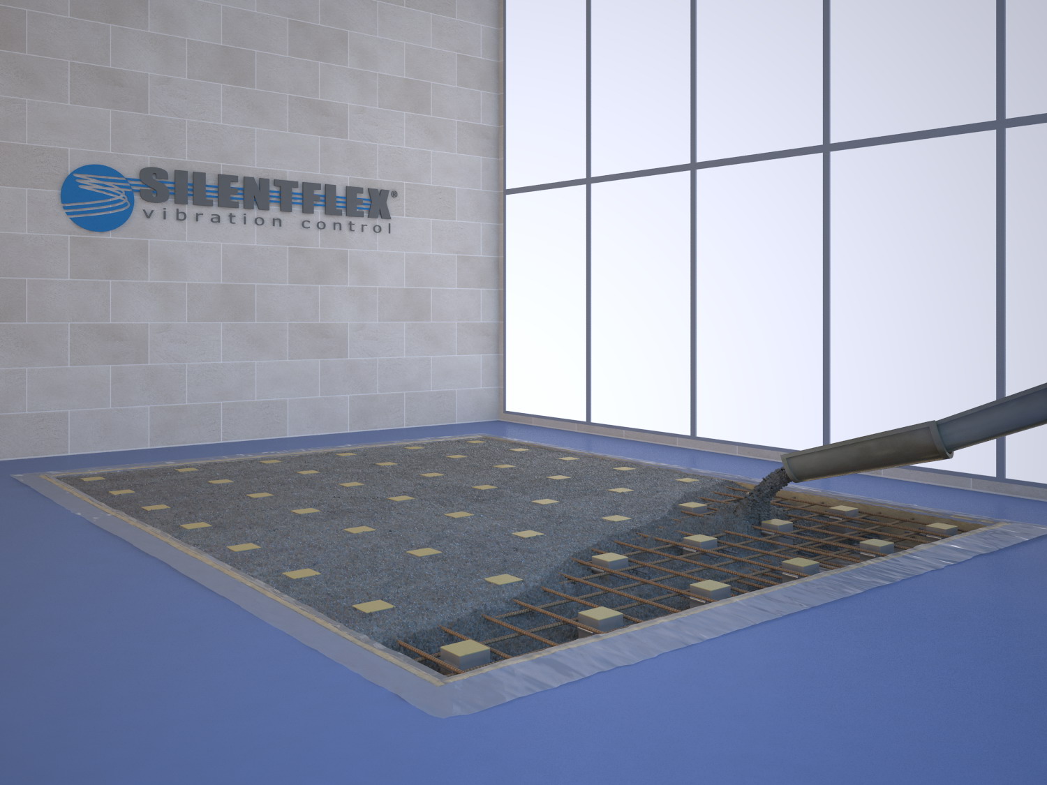 anti vibration floating slab step 6